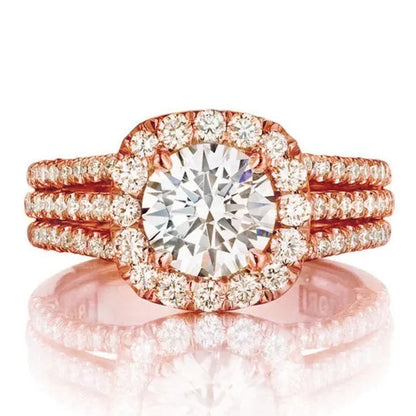 Women Wedding Diamond Ring 18K Gold Micro Pave Diamond Rings for Engagement Ring Jewelry