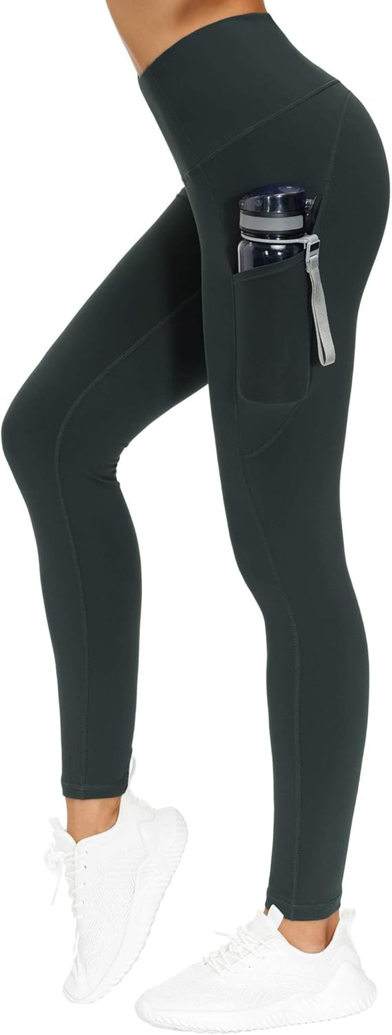 Thick High Waist Yoga Pants with Pockets, Tummy Control Workout Running Yoga Leggings for Women