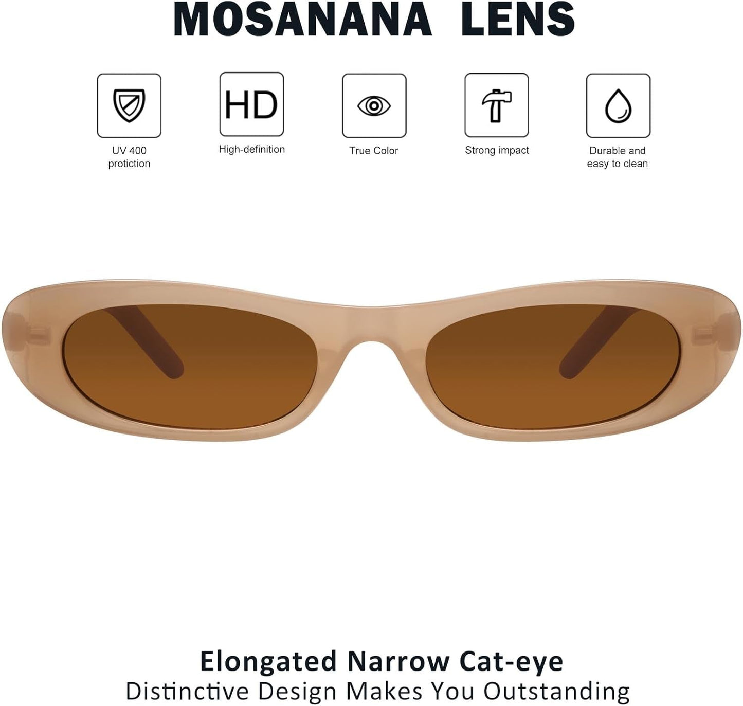 Elongated Narrow Cat Eye Sunglasses for Women MS52357