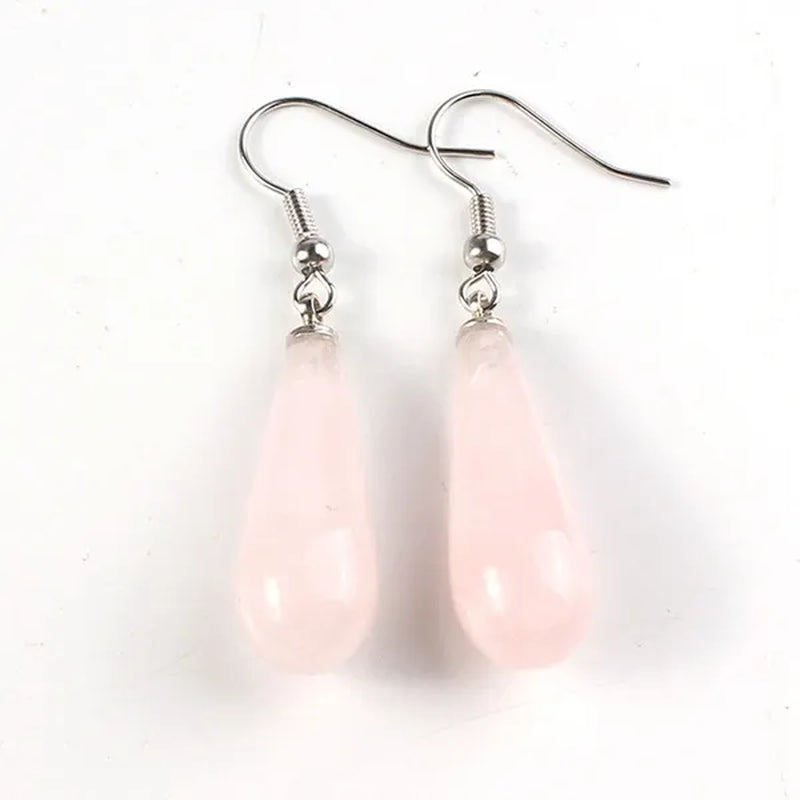 10pairs Teardrop Shaped Stone Ear Hook Dangle Earring Natural Amethysts Rose Quartzs Water Drop Earrings Anniversary Jewelry Gift