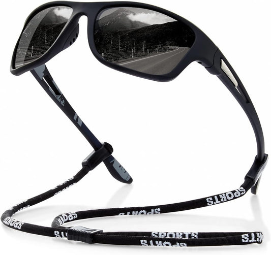 Polarized Sports Sunglasses for Men: UV400 Protection Glasses Womens Wrap around Goggles for Driving Fishing