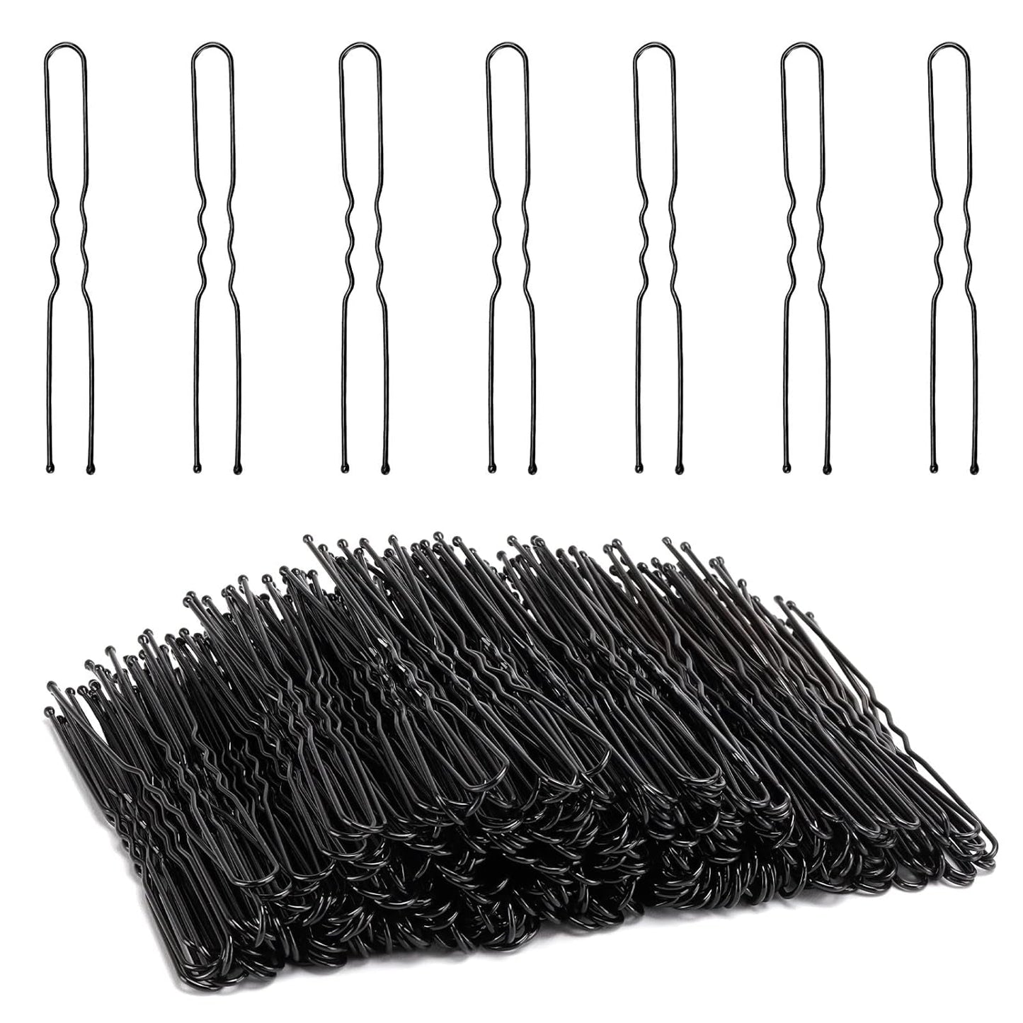 300 Hair Bun Bobby Pins U Shaped Pin Hair Grips to Clip Ballet Hair Net for Women 7 CM/2.8 Inch Black