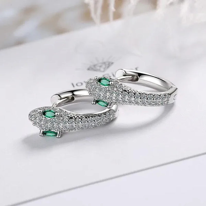 Creative Design Snake Earrings Plated Cubic Zirconia Hoop Earrings for Women Daily Causal Fashion Earrings Jewelry Gift