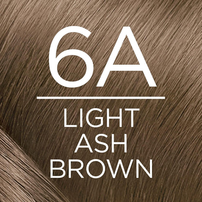 Excellence Creme Permanent Hair Color, 6A Light Ash Brown, 100 Percent Gray Coverage Hair Dye, Pack of 2