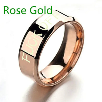 Fashion Jewelry Couple Rings 8Mm Fuck off Steel Ring Engraved Fuck off Blue Black