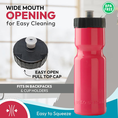 Sports Water Bottles – Reusable 22 Oz Bpa-Free Plastic Bottles with Pull Top Cap – Made in USA – Top Rack Dishwasher Safe – Fits Most Bike Cages Brand - WORLD TIME VISITS