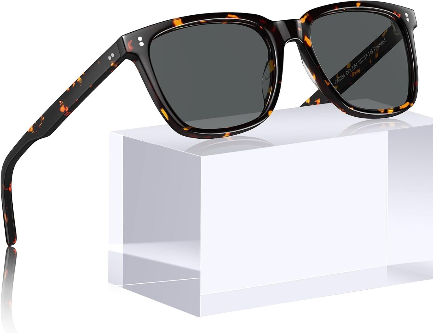 Acetate Polarized Sunglasses for Women Small Face - Antiglare UV400 Protection CA5354 - WORLD TIME VISITS