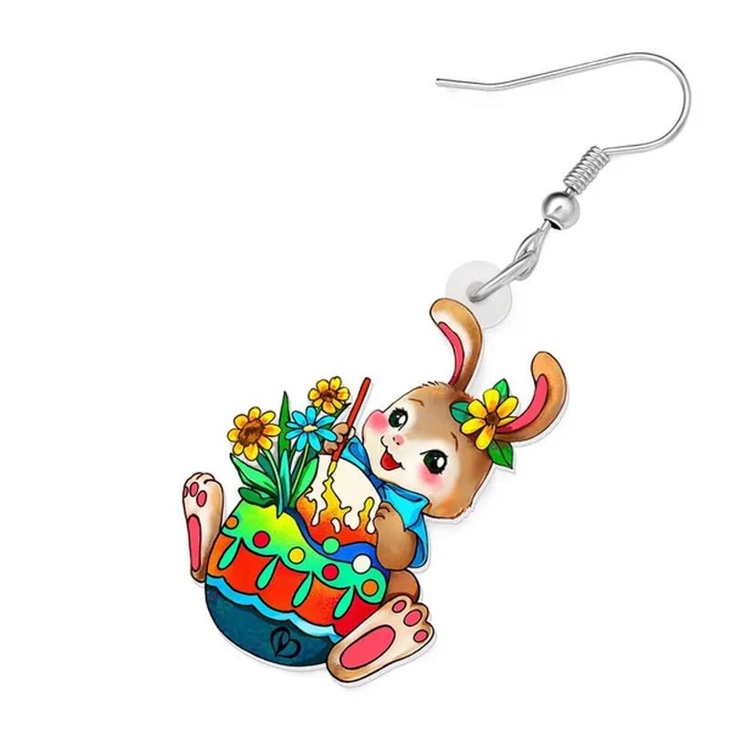 Acrylic Easter Eggs Bunny Hare Rabbit Earrings Drop Dangle Egge Jewelry for Women Girls Kids Charms Festival Gift Accessories - WORLD TIME VISITS