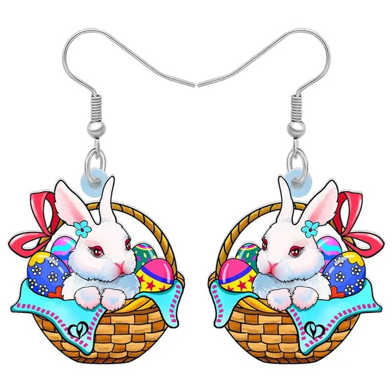 Acrylic Easter Eggs Bunny Hare Rabbit Earrings Drop Dangle Egge Jewelry for Women Girls Kids Charms Festival Gift Accessories