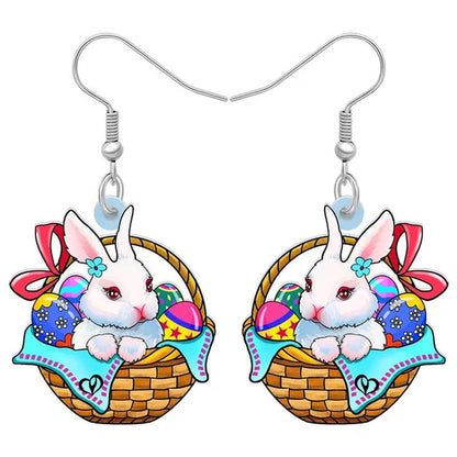 Acrylic Easter Eggs Bunny Hare Rabbit Earrings Drop Dangle Egge Jewelry for Women Girls Kids Charms Festival Gift Accessories