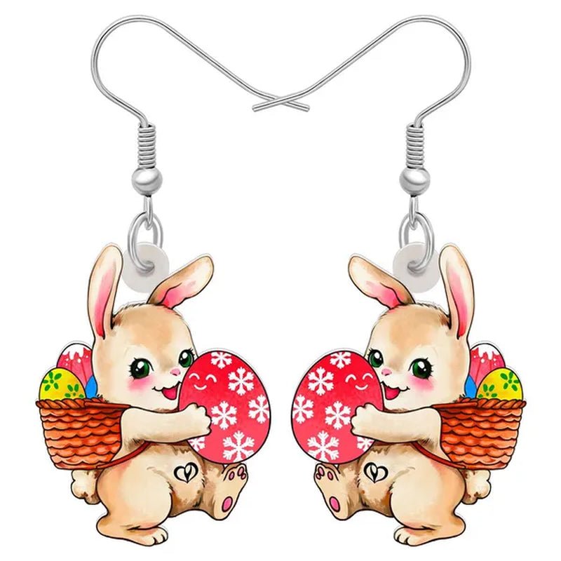 Acrylic Easter Eggs Bunny Hare Rabbit Earrings Drop Dangle Egge Jewelry for Women Girls Kids Charms Festival Gift Accessories