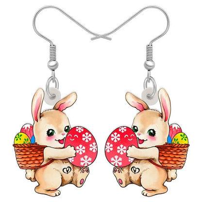Acrylic Easter Eggs Bunny Hare Rabbit Earrings Drop Dangle Egge Jewelry for Women Girls Kids Charms Festival Gift Accessories