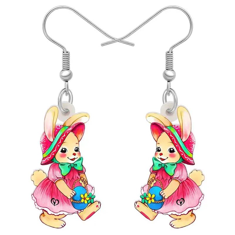 Acrylic Easter Eggs Bunny Hare Rabbit Earrings Drop Dangle Egge Jewelry for Women Girls Kids Charms Festival Gift Accessories
