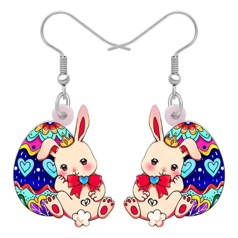Acrylic Easter Eggs Bunny Hare Rabbit Earrings Drop Dangle Egge Jewelry for Women Girls Kids Charms Festival Gift Accessories