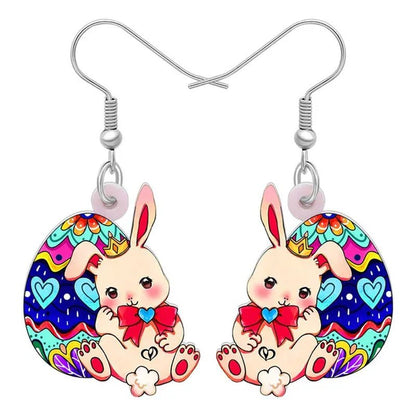 Acrylic Easter Eggs Bunny Hare Rabbit Earrings Drop Dangle Egge Jewelry for Women Girls Kids Charms Festival Gift Accessories