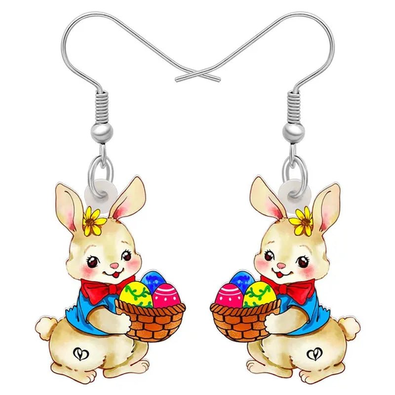 Acrylic Easter Eggs Bunny Hare Rabbit Earrings Drop Dangle Egge Jewelry for Women Girls Kids Charms Festival Gift Accessories - WORLD TIME VISITS