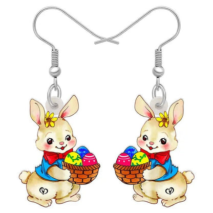 Acrylic Easter Eggs Bunny Hare Rabbit Earrings Drop Dangle Egge Jewelry for Women Girls Kids Charms Festival Gift Accessories - WORLD TIME VISITS