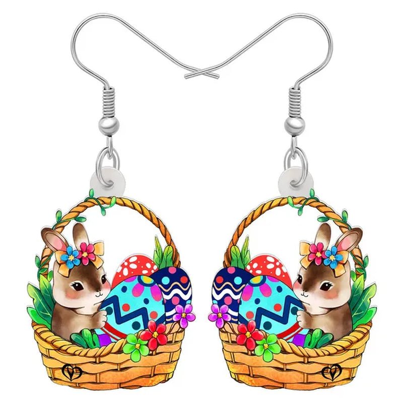 Acrylic Easter Eggs Bunny Hare Rabbit Earrings Drop Dangle Egge Jewelry for Women Girls Kids Charms Festival Gift Accessories