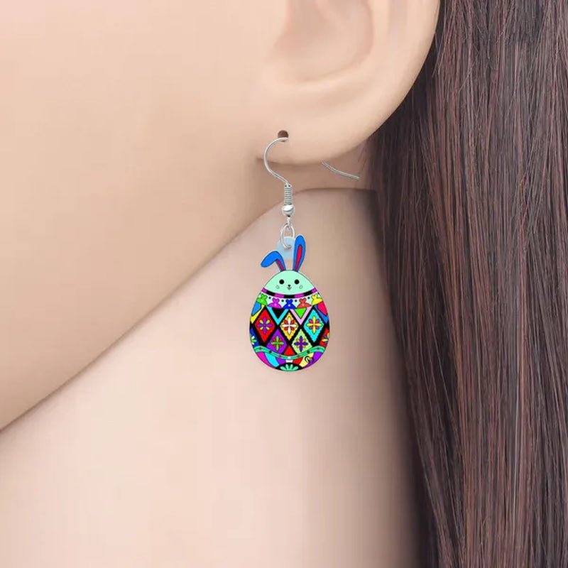 Acrylic Easter Eggs Bunny Hare Rabbit Earrings Drop Dangle Egge Jewelry for Women Girls Kids Charms Festival Gift Accessories