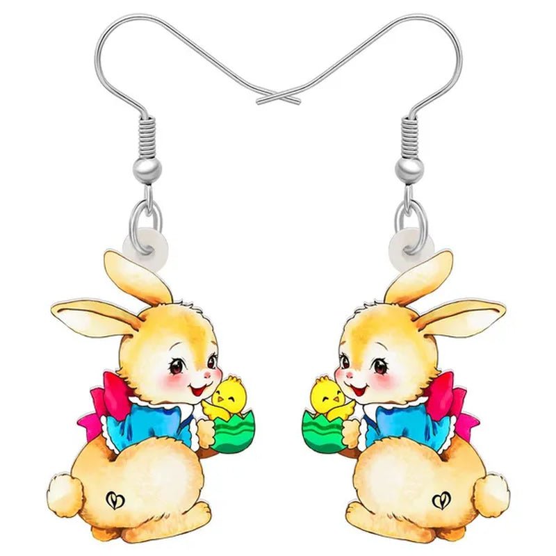 Acrylic Easter Eggs Bunny Hare Rabbit Earrings Drop Dangle Egge Jewelry for Women Girls Kids Charms Festival Gift Accessories