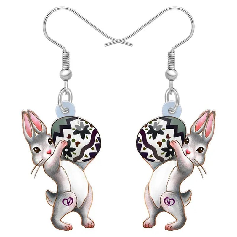 Acrylic Easter Eggs Bunny Hare Rabbit Earrings Drop Dangle Egge Jewelry for Women Girls Kids Charms Festival Gift Accessories