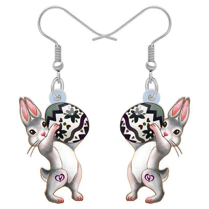 Acrylic Easter Eggs Bunny Hare Rabbit Earrings Drop Dangle Egge Jewelry for Women Girls Kids Charms Festival Gift Accessories
