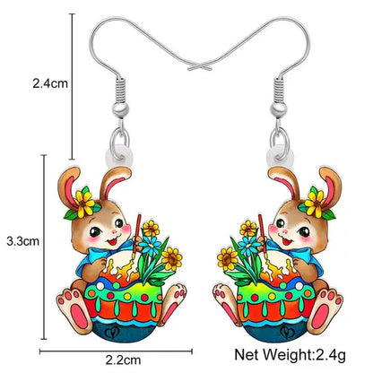 Acrylic Easter Eggs Bunny Hare Rabbit Earrings Drop Dangle Egge Jewelry for Women Girls Kids Charms Festival Gift Accessories - WORLD TIME VISITS