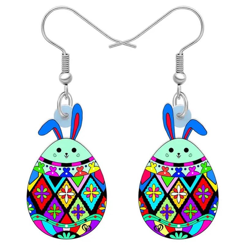 Acrylic Easter Eggs Bunny Hare Rabbit Earrings Drop Dangle Egge Jewelry for Women Girls Kids Charms Festival Gift Accessories