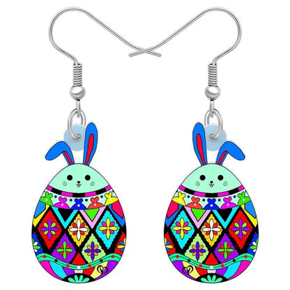 Acrylic Easter Eggs Bunny Hare Rabbit Earrings Drop Dangle Egge Jewelry for Women Girls Kids Charms Festival Gift Accessories