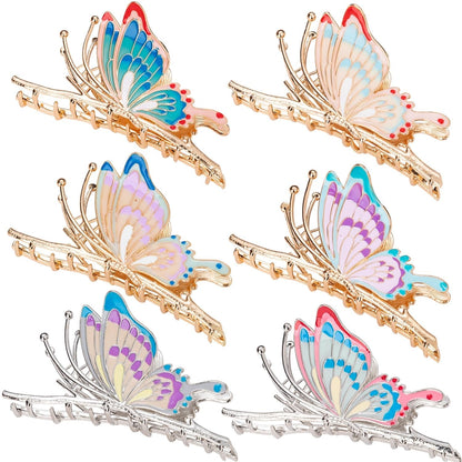 6 Pcs Metal Butterfly Hair Clips for Women & Girls - 4 Inch Large Nonslip Matte Claws with Strong Hold for Long, Thick or Thin Hair, 6 Styles