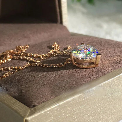Fashion Rose Gold Color 1ct Heart Cut Moissanite White Sapphire Diamond Pendant Necklace Bridal Jewelry Gifts