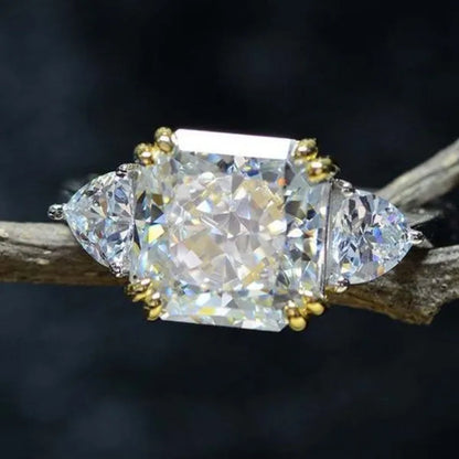 3 Style High Quality Silver Plated 4 Prong Setting Square Cut Citrine Gemstone Vice Stone AAA Zircon Rings for Women Wedding Ring
