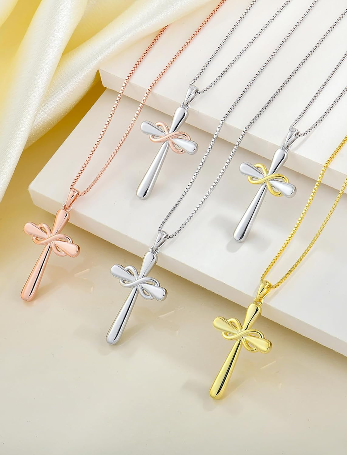 Cross Necklace 925 Sterling Silver Infinity Pendant Ankh Criss Jewelry for Women