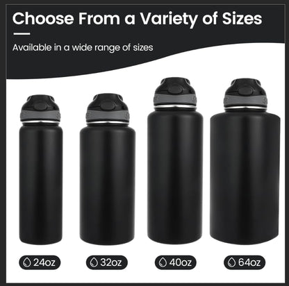 '-32 Oz, Insulated Water Bottle with Straw and Carry Handle, Leakproof Lockable Lid with Soft Silicone Spout, One-Hand Operation, Double Walled Vacuum Stainless Steel (32 Oz, Dark Rainbow)