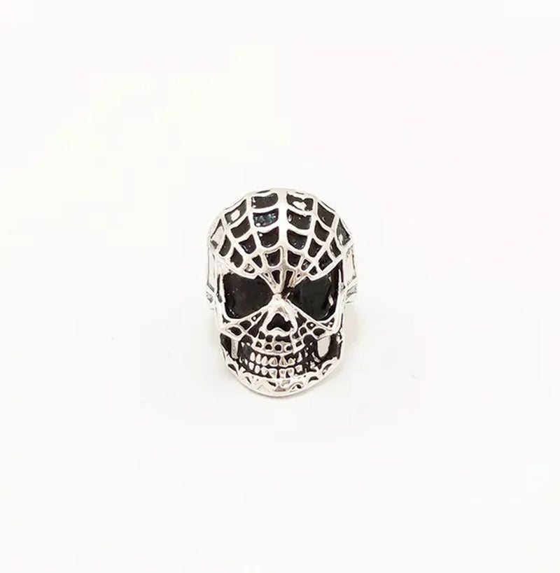 4 Pcs Silver Plated Gothic Rings | Sterling Silver Skull Rings | Grim Reaper Rings | Spider Rings For Men | Biker Rings