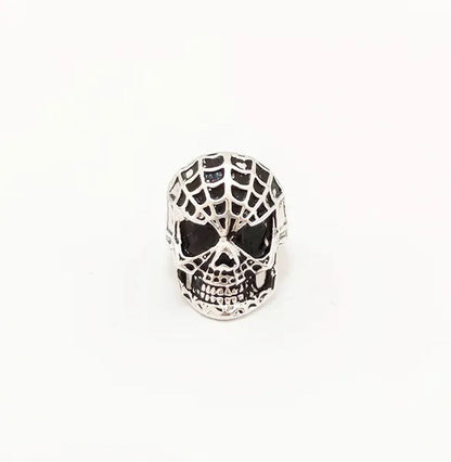 4 Pcs Silver Plated Gothic Rings | Sterling Silver Skull Rings | Grim Reaper Rings | Spider Rings For Men | Biker Rings
