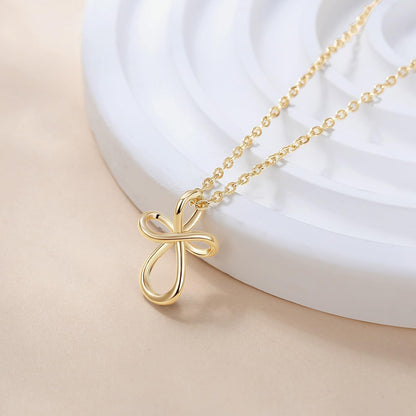 Cross Necklace 14K Gold Cross Necklaces for Women Twisted Gold Chain Necklace for Womens Pendant Necklaces 24Mm (18 Inch)