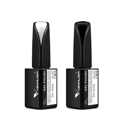 VENALISA 2Pcs 15Ml Black White Gel Nail Polish Kit, Nail Gel Polish Set Soak off UV LED Nail Art Starter Manicure Salon DIY at Home