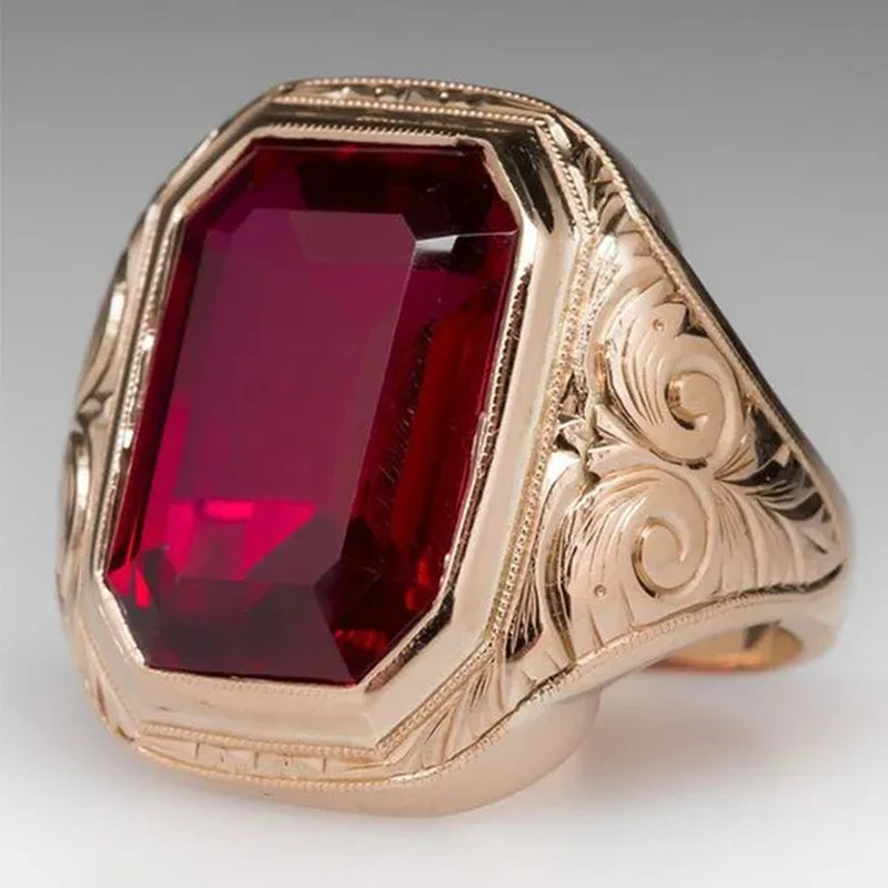 Classic Simple Vintage Fashion Woman Ruby Ring Hand Engraving Ring Engagement Party Wedding Jewelry Anniversary Christmas Gift Ring Men'S Jewelry Size US5-13 - WORLD TIME VISITS