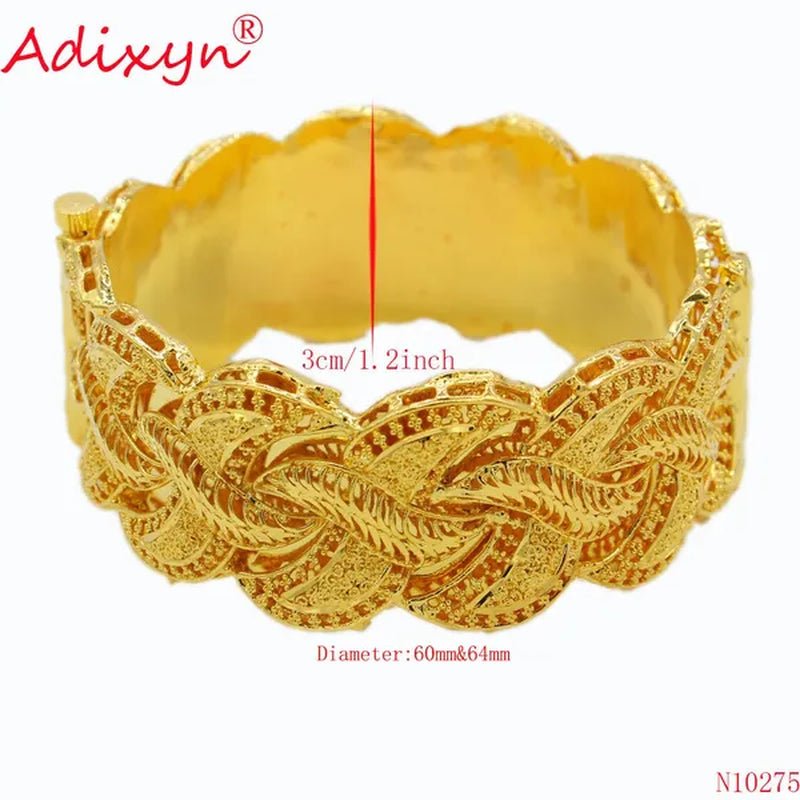 Adixyn Ethiopian Gold Bangle for Women Wedding Bride Bracelets Gold Color Jewelry Middle East African Bride Gifts N10276