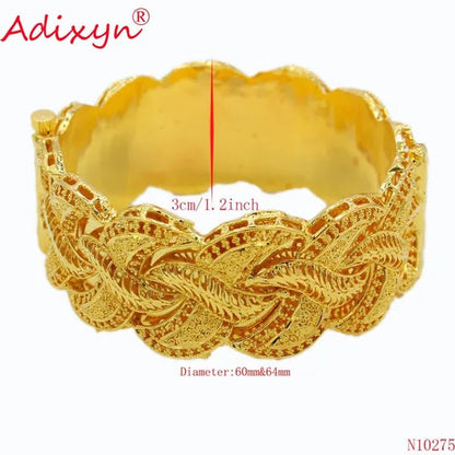 Adixyn Ethiopian Gold Bangle for Women Wedding Bride Bracelets Gold Color Jewelry Middle East African Bride Gifts N10276