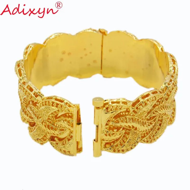 Adixyn Ethiopian Gold Bangle for Women Wedding Bride Bracelets Gold Color Jewelry Middle East African Bride Gifts N10276