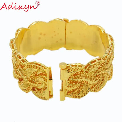 Adixyn Ethiopian Gold Bangle for Women Wedding Bride Bracelets Gold Color Jewelry Middle East African Bride Gifts N10276