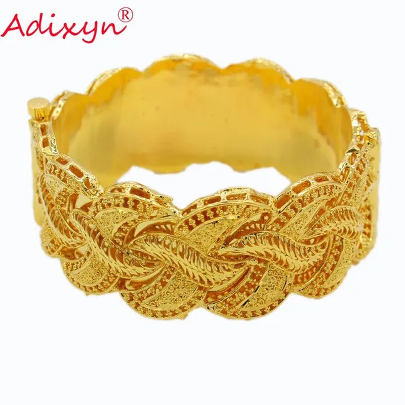 Adixyn Ethiopian Gold Bangle for Women Wedding Bride Bracelets Gold Color Jewelry Middle East African Bride Gifts N10276