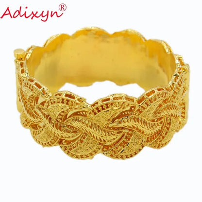 Adixyn Ethiopian Gold Bangle for Women Wedding Bride Bracelets Gold Color Jewelry Middle East African Bride Gifts N10276