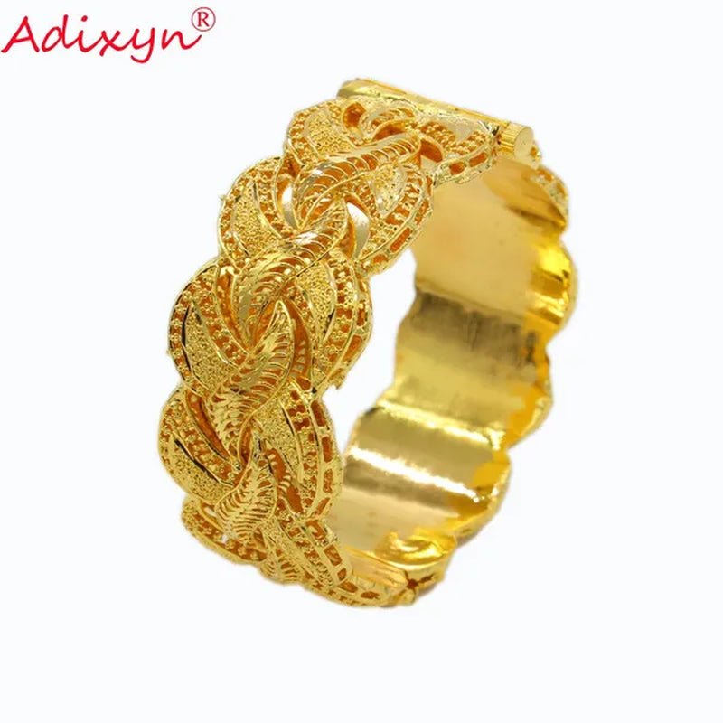 Adixyn Ethiopian Gold Bangle for Women Wedding Bride Bracelets Gold Color Jewelry Middle East African Bride Gifts N10276 - WORLD TIME VISITS