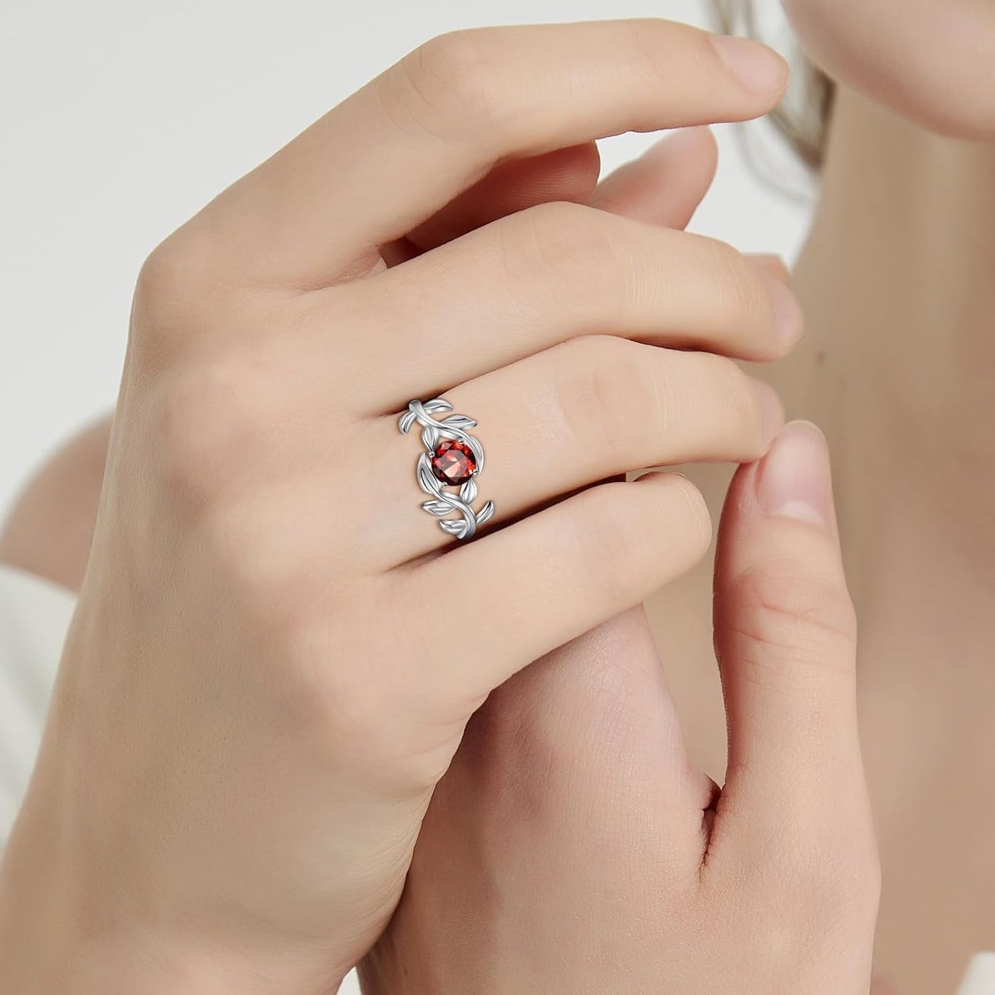 Adjustable Women Leaf|Wheat Grain|Filigree Ring 925 Sterling Silver Created Ruby|Sapphire|Cubic Zirconia Engagement Ring for Women Promise Wedding Ring Anniversary Valentines Open Size 5-9