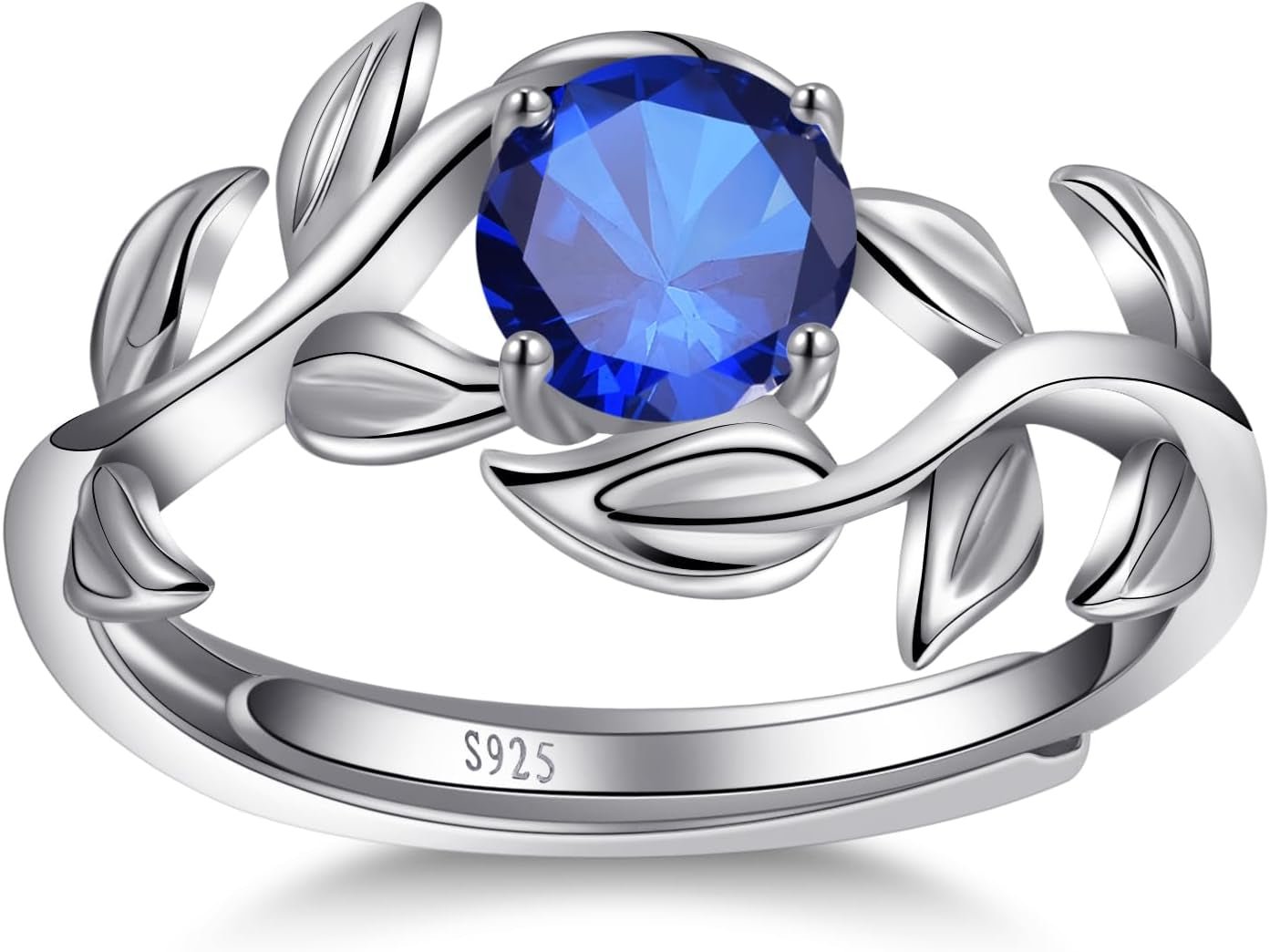 Adjustable Women Leaf|Wheat Grain|Filigree Ring 925 Sterling Silver Created Ruby|Sapphire|Cubic Zirconia Engagement Ring for Women Promise Wedding Ring Anniversary Valentines Open Size 5 - 9 - WORLD TIME VISITS