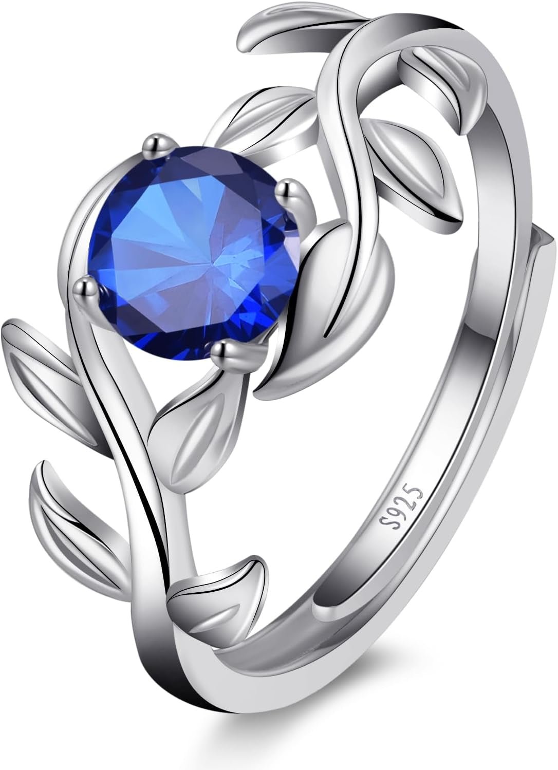Adjustable Women Leaf|Wheat Grain|Filigree Ring 925 Sterling Silver Created Ruby|Sapphire|Cubic Zirconia Engagement Ring for Women Promise Wedding Ring Anniversary Valentines Open Size 5 - 9 - WORLD TIME VISITS