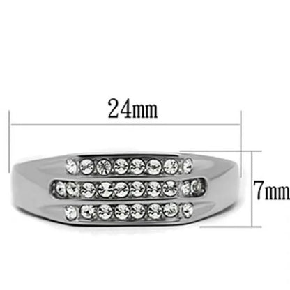 Men's .26 Ct Simulated Diamond High Polished Stainless Steel 316 Ring Size 8-13